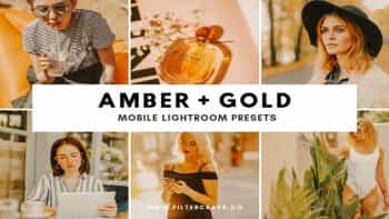 پریست اصلاح رنگ با تم طلایی برای لایت روم – Amber + Gold Mobile Presets