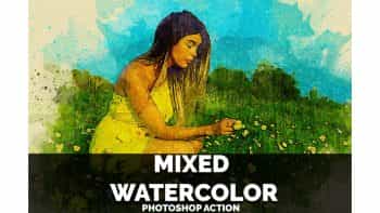 اکشن نقاشی آبرنگ فتوشاپ – Mixed Watercolor Photoshop Action
