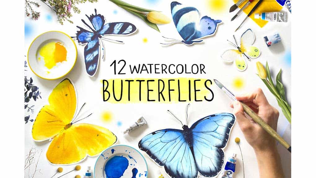 دانلود کلیپ آرت آبرنگی پروانه Butterflies Watercolor clipart