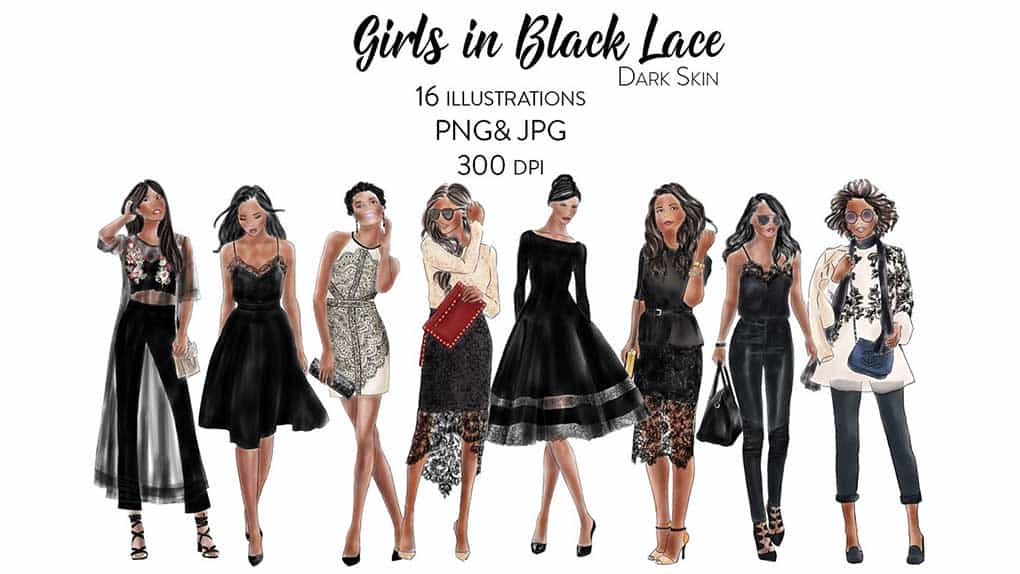 دانلود کلیپ آرت دختران با لباس مشکی Girls in Black Lace – Dark Skin