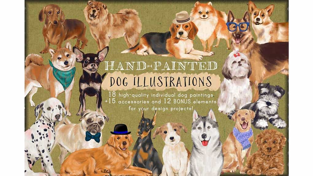 دانلود کلیپ آرت سگ Hand-Painted Dog Clip-Art