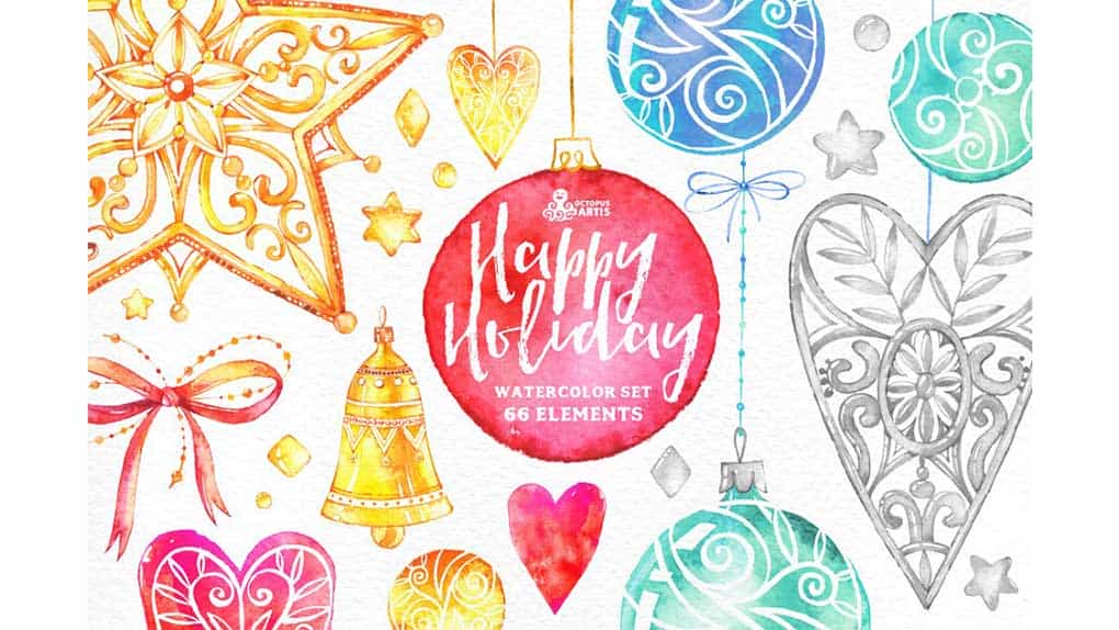 دانلود کلیپ آرت آبرنگی Happy Holiday