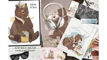 دانلود وکتور خرس Lovely Bear Collection