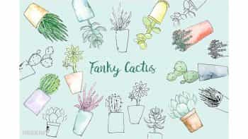 دانلود وکتور کاکتوس آبرنگی Watercolor Funky Cactus Vector