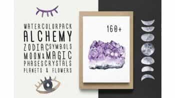 دانلود کلیپ آرت آبرنگی ALCHEMY: magic watercolor pack