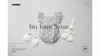 دانلود موکاپ ست لباس نوزاد Baby Romper 2 Mockup Set
