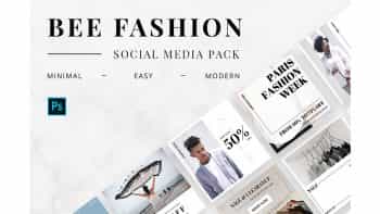 دانلود فایل لایه باز بنر شبکه های اجتماعی Bee Fashion Social Media Pack