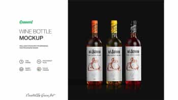 دانلود موکاپ نوشیدنی Clear Glass Bottle With Wine-Mockup