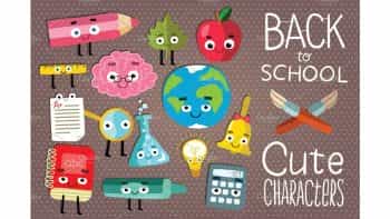 دانلود وکتور فانتزی مدرسه Cute School set