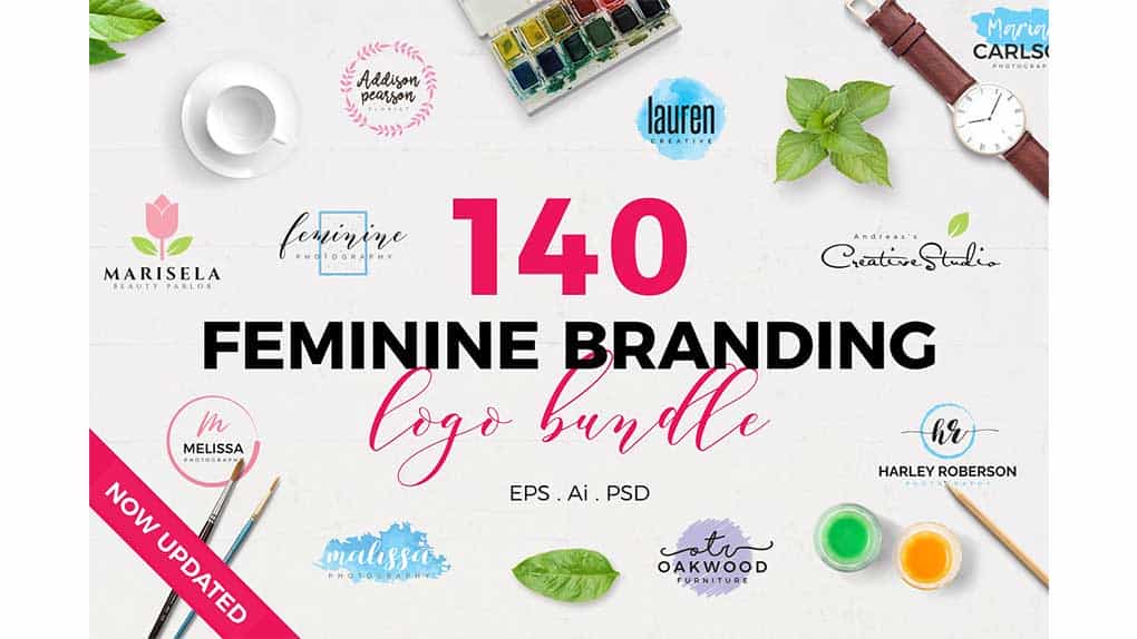 دانلود فایل لایه باز لوگو Feminine Branding Logo Bundle