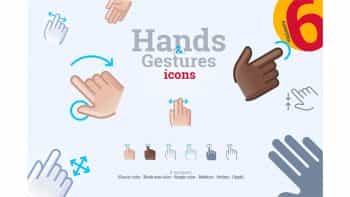 دانلود آیکون حرکت دست در جهات مختلف Hands & Gestures Mega pack
