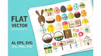 دانلود وکتور و آبجکت عید پاک Happy Easter Vector Isolated Objects