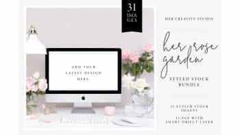 دانلود موکاپ تبلت و موبایل Her Rose Garden Styled Stock Bundle
