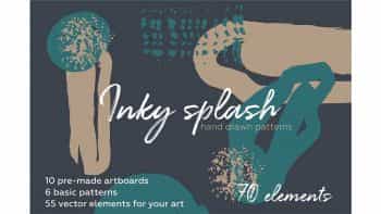 دانلود پترن جوهر قلمو Inky splash Brush pattern bundle
