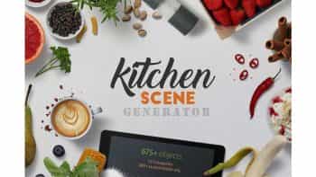 دانلود موکاپ لوازم آشپزخانه Kitchen Scene Generator