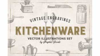 دانلود وکتور لوازم آشپزخانه Kitchen Tools Engravings
