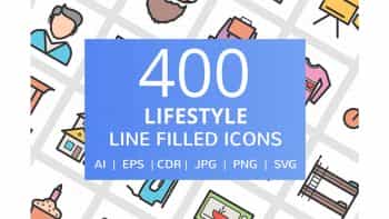 دانلود آیکون خطی سبک زندگی Lifestyle Filled Line Icons