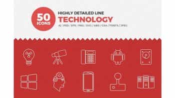 دانلود آیکون خطی تکنولوژی Line Icons Technology Set