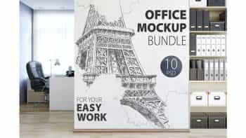 دانلود موکاپ دیوار دفتر کار OFFICE Wall Mockup Bundle