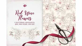 دانلود پترن گل Red Wine Flowers