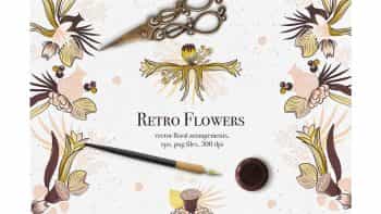 دانلود کلیپ آرت گل Retro Flowers