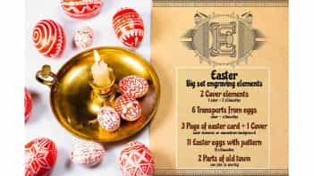 دانلود وکتور عید پاک Set of engravings Easter elements