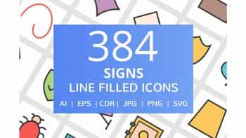 دانلود آیکون خطی علائم و نشانه ها Sign Filled Line Icons