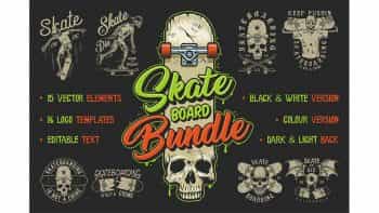 دانلود کلیپ آرت جمجمه Skate board bundle
