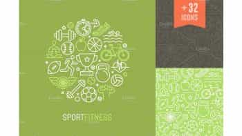 دانلود پترن و آیکون ورزشی Sport and fitness icons and patterns