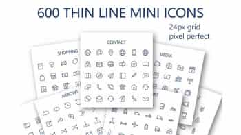 دانلود آیکون خطی Thin line mini icons set