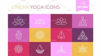 دانلود آیکون یوگا با طراحی محیطی Vector linear yoga icons