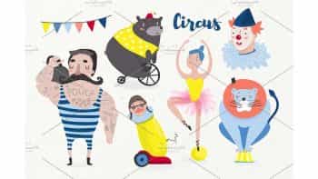 دانلود وکتور و کلیپ آرت سیرک Vintage Circus set