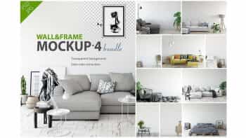 دانلود موکاپ قاب عکس و دیوار Wall & Frames Mockup – Bundle Vol 4