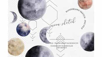 دانلود کلیپ آرت آبرنگی ماه Watercolor Moon