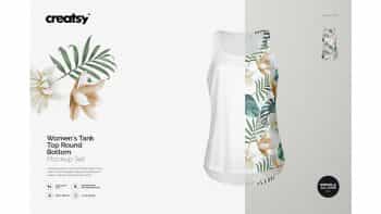 دانلود موکاپ تاپ زنانه Women’s Tank Top Round Bottom Mockup
