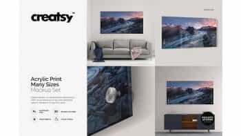 دانلود موکاپ تابلو آکریلیک Acrylic Print Many Sizes Mockup Set