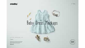 دانلود موکاپ لباس نوزادی دخترانه Baby Dress Mockup Set 1