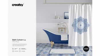 دانلود موکاپ پرده حمام Bath Curtain Mockup 4