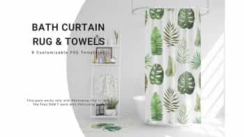 دانلود موکاپ پرده حمام Bath Curtain Mockup Pack 3