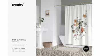 دانلود موکاپ پرده حمام Bath Curtain Mockup v.5