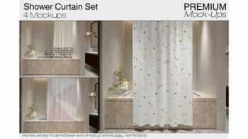 دانلود موکاپ پرده حمام Bath Curtain Mockups