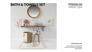 دانلود موکاپ ست لوازم حمام و حوله Bath & Towels Set