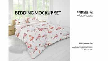 دانلود موکاپ تخت خواب Bedding Mockup Set
