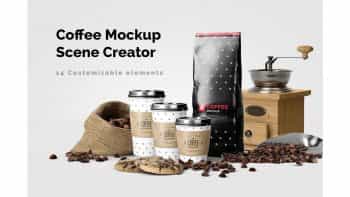 دانلود موکاپ قهوه Coffee Mockup Scene Creator