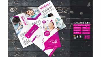 دانلود وکتور بروشور کلینیک دندان پزشکی Dental Care Clinic Tri-Fold