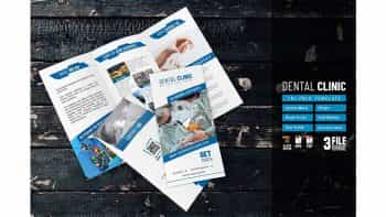 دانلود وکتور بروشور کلینیک دندانپزشکی Dental Clinic Trifold Template