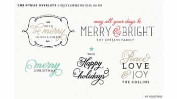 دانلود فایل لایه باز برچسب کریسمس Digital Christmas Overlays – Set 2