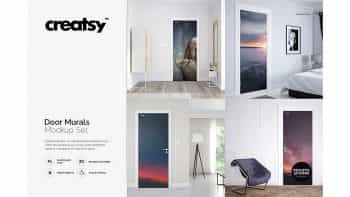 دانلود موکاپ درب Door Murals Mockup Set