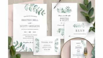 دانلود فایل لایه باز کارت دعوت عروسی Eucalyptus Wedding Invitation Suite