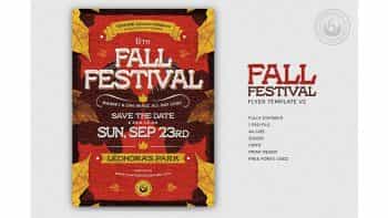 دانلود فایل لایه باز آگهی جشنواره پاییزی Fall Festival Flyer Template V2